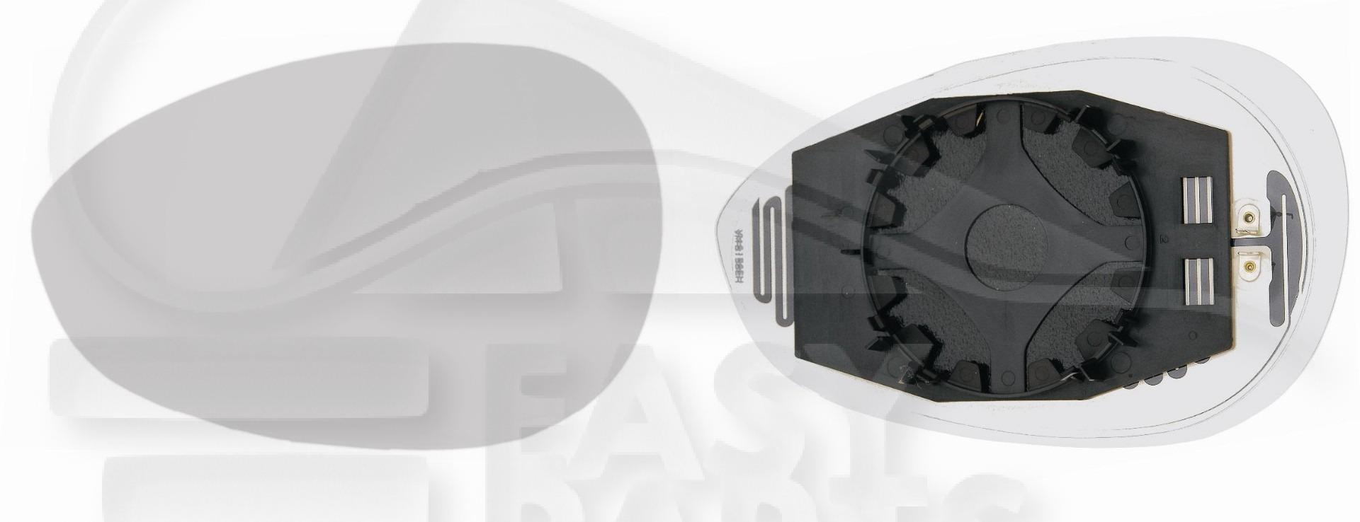 GLACE DE RETRO G CHAUF CONVEX Pour FIAT 500 - FT012 07/15→