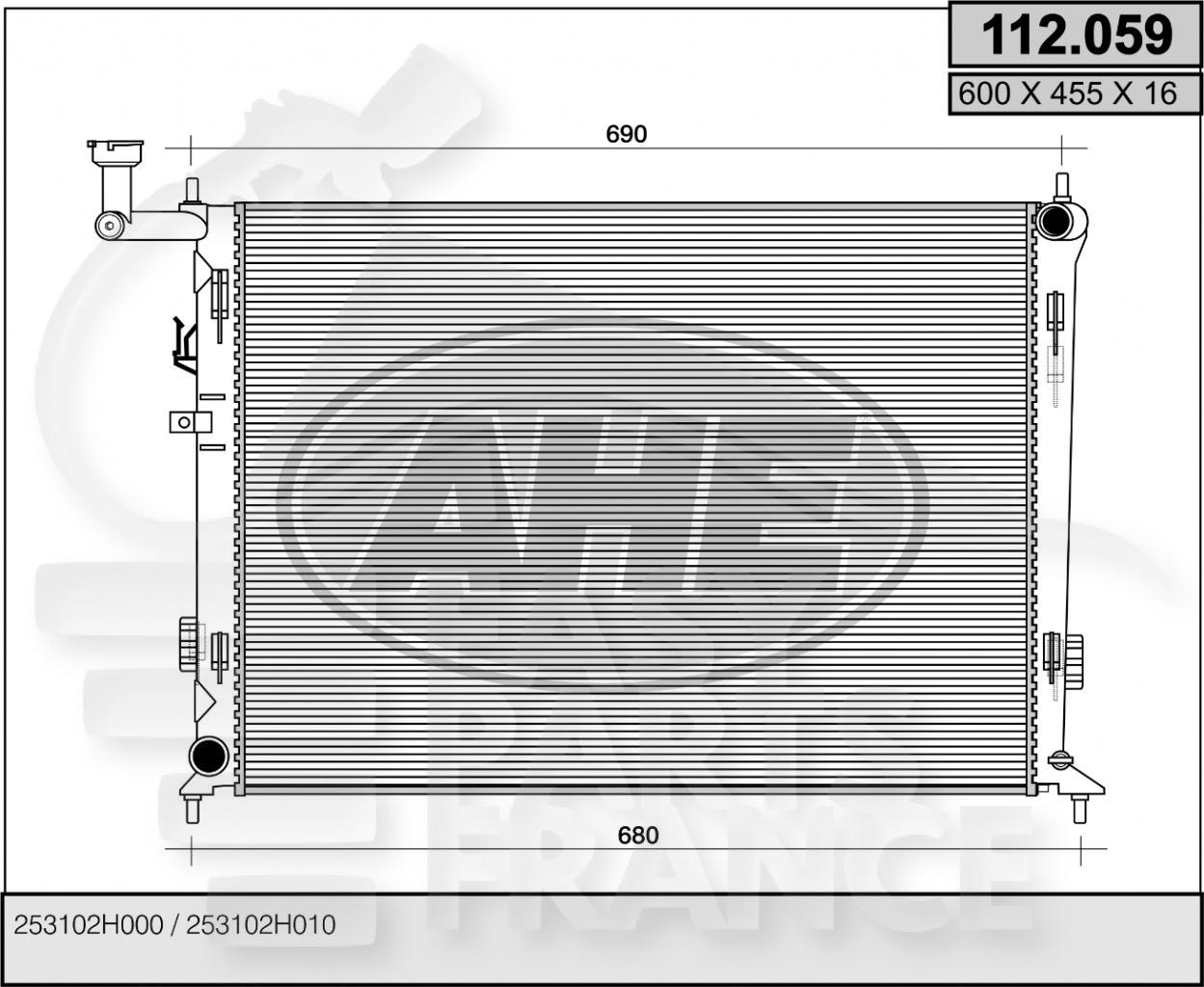 RADIA ESS +/- CLIM BM 600 x 455 x 16 Pour HYUNDAI I-30 - HY251 07/10→04/12