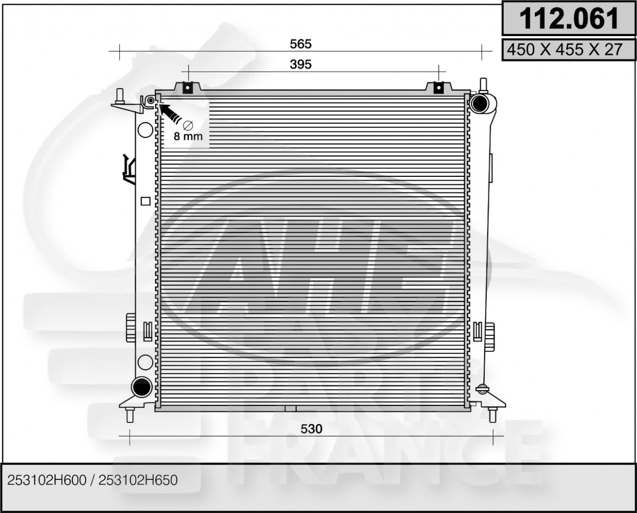 RADIA 1.6 CRDIF +/- CLIM BM 450 x 455 x 27 Pour HYUNDAI I-30 - HY251 07/10→04/12