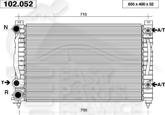 RADIA 1.6/1.8 E - 1.9 TDI +/- CLIM - BA - 630 X 400 X 32 →02/96 Pour AUDI A4 - AD060 02/95→01/99