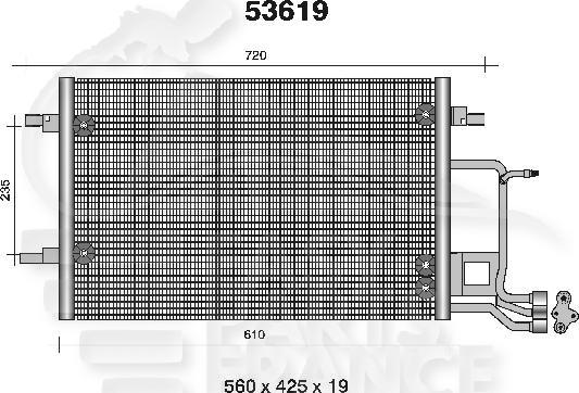 CONDENSEUR 2.5 TDI - 565 x 420 x 20 - 10/97→ Pour AUDI A4 - AD060 11/94→01/99