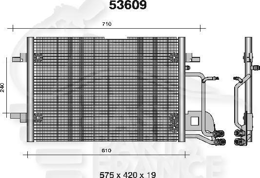 CONDENSEUR TT TYPES 565 x 420 x 20 →09/97 Pour AUDI A4 - AD060 11/94→01/99