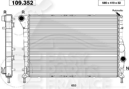 RADIA 1.9 JTD +/- CLIM 580 x 410 x 32 Pour ALFA ROMEO 147 - AA031 01/05→04/09
