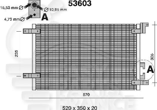 CONDENSEUR DE CLIM tt types →09/99 570 x 345 x 16 Pour ALFA ROMEO 156 - AA050 12/97→05/03