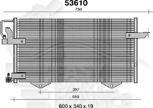 CONDENSEUR 1.6/2.0 ESS 610 x 345 x 16 Pour AUDI 80 - AD011 08/91→10/94