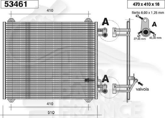 CONDENSEUR TT TYPES 470 x 410 x 16 Pour AUDI A2 - AD030 07/00→12/05