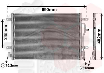 CONDENSEUR TT TYPES - 03 → 565 X 400 X 16 Pour AUDI A4 (B6)- AD062 10/00→09/04