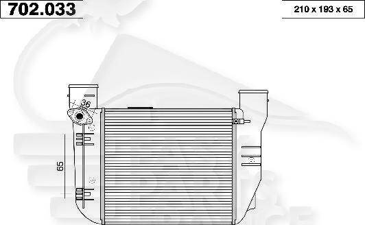 ECHANGEUR 1.8 T GAUCHE 215 x 195 x 65 Pour AUDI A4 (B6)- AD062 10/00→09/04