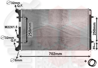 RADIA 1.8 TT TYPES - ALU-BRAZED - 650 x 414 x 25 Pour AUDI TT - AD150 04/98→03/06