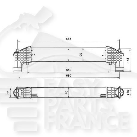 ECHANGEUR 1.8 I -1.9 TDI - 500 X 67 X 85 Pour FORD GALAXY - FD080 07/95→03/00