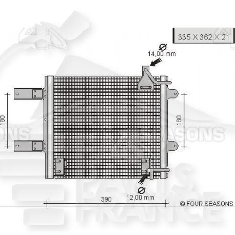 CONDENSEUR DIESEL - 335 X 369 X 20 Pour SEAT AROSA - SE030 07/97→09/00