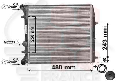 RADIA 1.2 S/CLIM - 1.2/1.4 S/CLIM → 01 - 1.9 SDI DIESEL - 430 X 415 X 23 Pour SKODA FABIA - SK020 05/00→06/04