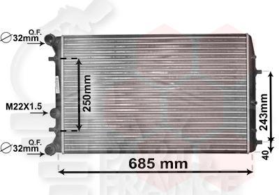 RADIA 1.2 A/CLIM - 632 X 415 X 23 Pour VOLKSWAGEN FOX - VO040 01/04→12/09