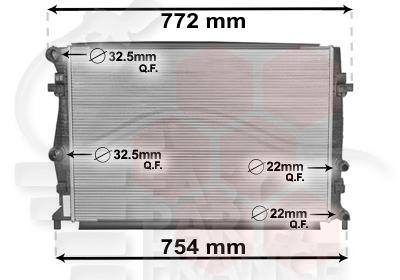 RADIATEUR 1.2 TSI TUBES OVALES 650 X 448 X 23 Pour VOLKSWAGEN GOLF 7 - VO061 11/12→12/16