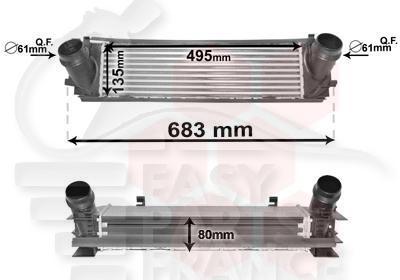 ECHANGEUR 316/320 I - 316/318/320 D 495 X 133 X 80 Pour BMW S3 F30/F31 LCI - BM072 08/15→10/18