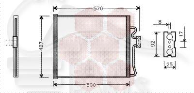 CONDENSEUR TT TYPES 590 x 320 x 16 →08/97 Pour BMW S5 E39 - BM090 11/95→08/00