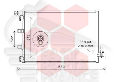 CONDENSEUR 1.0I ECOBOOST 10/12→ 590 X 377 X 20 Pour FORD C MAX - FD012 10/10→06/15