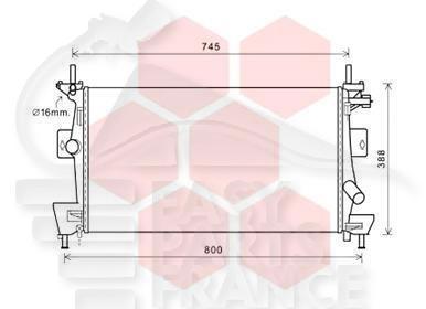 RADIA ELECTRIQUE - 1.6 TI / 1.6 FLEXIFUEL - 2.0 TI-GDI 671 X 370 X 16 Pour FORD FOCUS - FD062 01/15→06/18