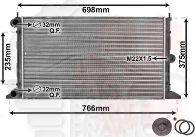 RADIA 1.8/2.0 I - 1.9 TDI 630 X 380 X 33 Pour FORD GALAXY - FD081 04/00→12/05