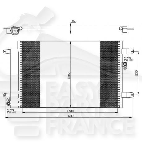 CONDENSEUR TT TYPES - 520 X 363 X 16 Pour FORD GALAXY - FD081 04/00→12/05