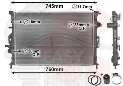 RADIA TT TYPES TUBE DE DÉBORDEMENT DROITE 670 X 449 X 26 Pour FORD GALAXY - FD083 01/11→12/14