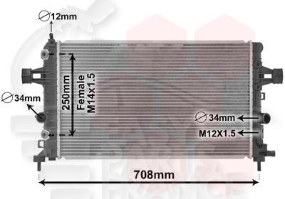 RADIA 1.6 Z16XER BM - 1.8 Z18XER BA 600 X 370 X 14 Pour OPEL ASTRA H - OP035 04/04→01/07