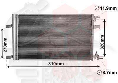 CONDENSEUR 1.4/1.6I & TURBO BA - 1.6 SIDI ECOTEC - 1.6 CDTI - 1.7 CDTI MOT DTC/DTE/DTR/DTS/DTF - 2.0 CDTI/BITURBO CDTI 635 X 395 X 16 Pour OPEL ASTRA J - OP037 12/09→08/12