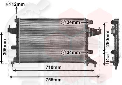 RADIA 1.0/1.2 - 1.4 - 03 → BA/BM +/- CLIM 540 X 375 X 26 Pour OPEL COMBO - OP056 10/01→09/03