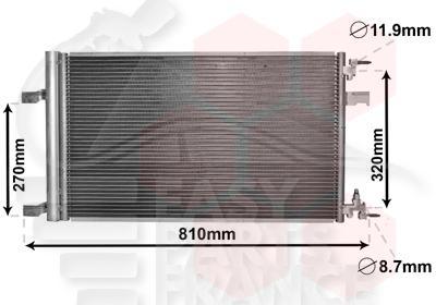 CONDENSEUR TT TYPES S/SUPPORT 635 X 395 X 16 Pour OPEL INSIGNIA - OP090 04/08→10/13