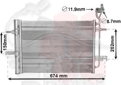CONDENSEUR 1.4I 94129301 → / 1.6I MOT Z16XEP -1.8I MOT Z18XE 486 X 336 X 16 Pour OPEL MERIVA - OP100 04/03→04/06