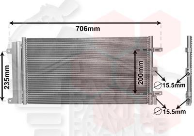CONDENSEUR 1.6 A/CLIM 562 X 311 X 16 Pour FIAT DOBLO - FT071 11/05→01/10