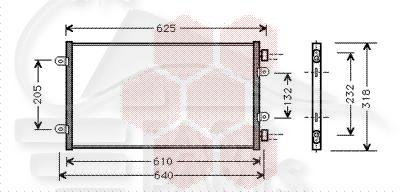 CONDENSEUR 1.2 8V/16V M/VALEO 570 X 318 X 16 Pour FIAT PUNTO 3 PORTES - FT161 10/99→05/03