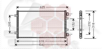 CONDENSEUR 1.2 8V/16V M/VALEO 570 X 318 X 16 Pour FIAT PUNTO 3 PORTES - FT162 06/03→