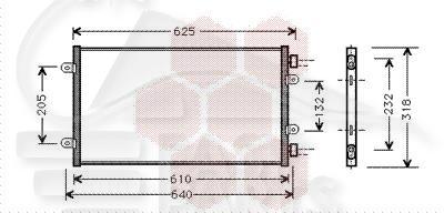 CONDENSEUR 1.2 8V/16V M/VALEO 570 X 318 X 16 Pour FIAT PUNTO 5 PORTES - FT165 06/03→
