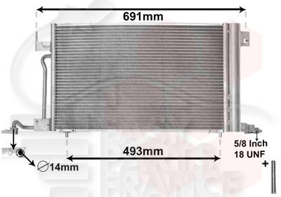 CONDENSEUR DE CLIM 540 X 343 X 16 - 07518 → 1.1/1.4 /1.6/1.8 ESS Pour PEUGEOT PARTNER - PG210 07/96→12/02