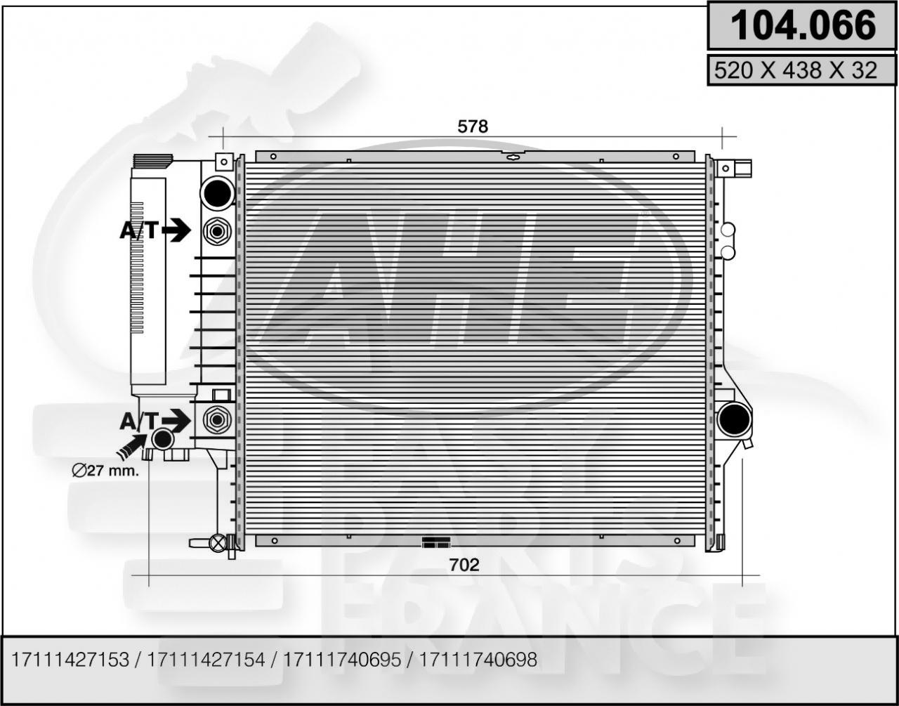 RADIA ESS TT TYPES +/- CLIM BA 520 x 438 x 32 →08/98 Pour BMW S5 E39 - BM090 11/95→08/00