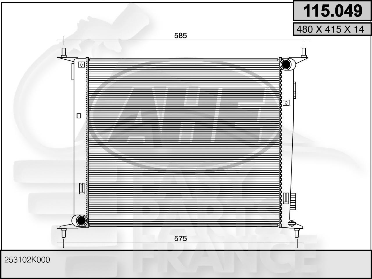 RADIA 1.6 I - CRDI BA +/- CLIM 480 x 415 x 26 Pour KIA SOUL - KI110 02/08→04/11