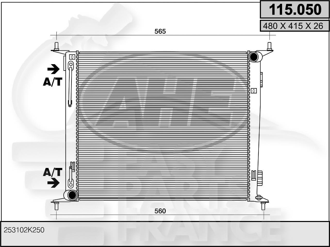 RADIA 1.6 I - CRDI BM +/- CLIM 480 x 415 x 14 Pour KIA SOUL - KI110 02/08→04/11