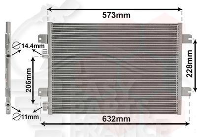 CONDENSEUR 1.6 BA - 1.5 DCI - 530 x 390 x 16 Pour DACIA SANDERO - DC020 06/08→11/12