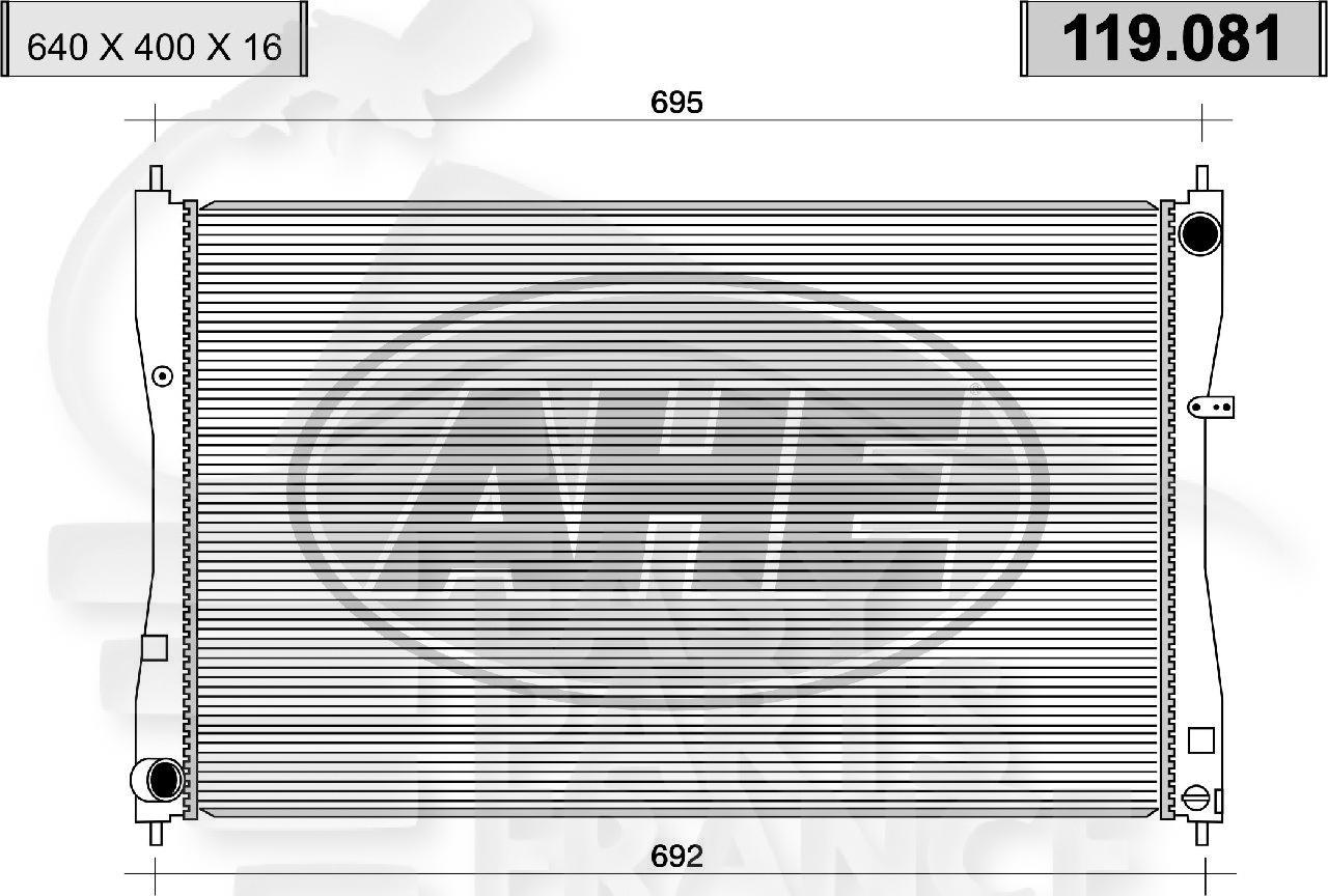 RADIA 1.5 DCI +/- CLIM 640 x 400 x 16 Pour MITSUBISHI COLT - MT035 06/04→12/08