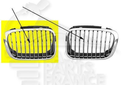 GRILLE DE CALANDRE AVD NOIRE - CHROMEE Pour BMW S3 E46 4 PTES / BREAK - BM040 07/98→08/01