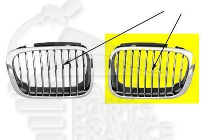 GRILLE DE CALANDRE AVG NOIRE - CHROMEE Pour BMW S3 E46 4 PTES / BREAK - BM040 07/98→08/01