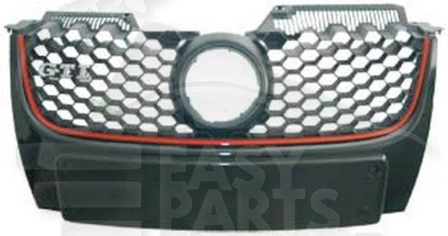 GRILLE DE CALANDRE A PEINDRE A/MOULURE ROUGE Pour VOLKSWAGEN GOLF 5 GTI - GTD - VO055 12/04→04/09