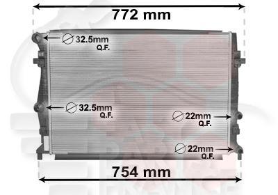 RADIATEUR 1.2 TSI TUBES OVALES 650 X 448 X 23 Pour VOLKSWAGEN GOLF 7 SW VARIANT - VO070 05/17→01/20