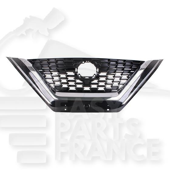 GRILLE DE CALANDRE NOIRE A/MOULURE CHROMEE S/CAMERA Pour NISSAN QASHQAI - NS204 06/21→