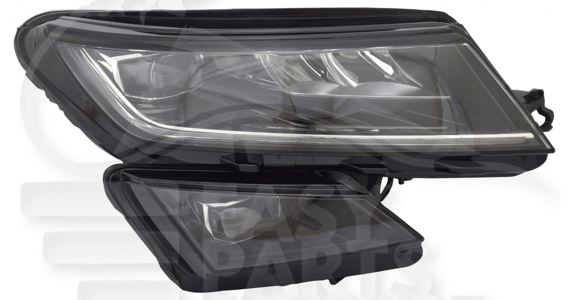 OPT D FULL LED ELECT A/MOTEUR & FEU DE JOUR LED sans unité de commande & module de puissance→05/17 Pour SKODA KODIAQ - SK090 09/16→03/21