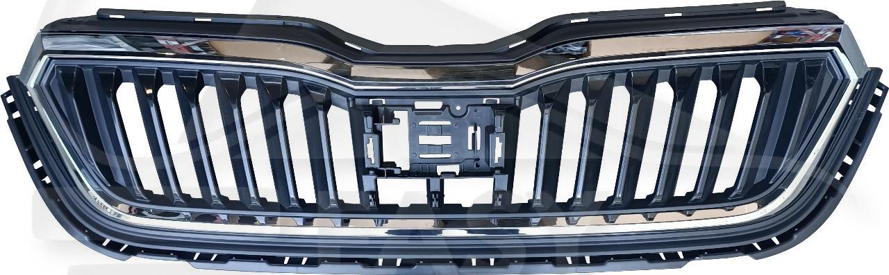 GRILLE DE CALANDRE NOIRE A/MOULURE CHROMEE Pour SKODA SCALA - SK120 02/19→