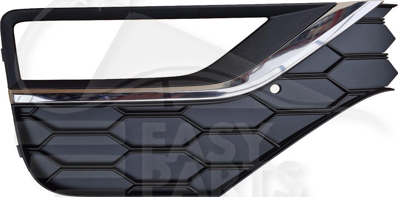 GRILLE DE PC AVD NOIRE A/MOULURE CHROMEE Pour VOLKSWAGEN AMAROK - VO012 10/16→