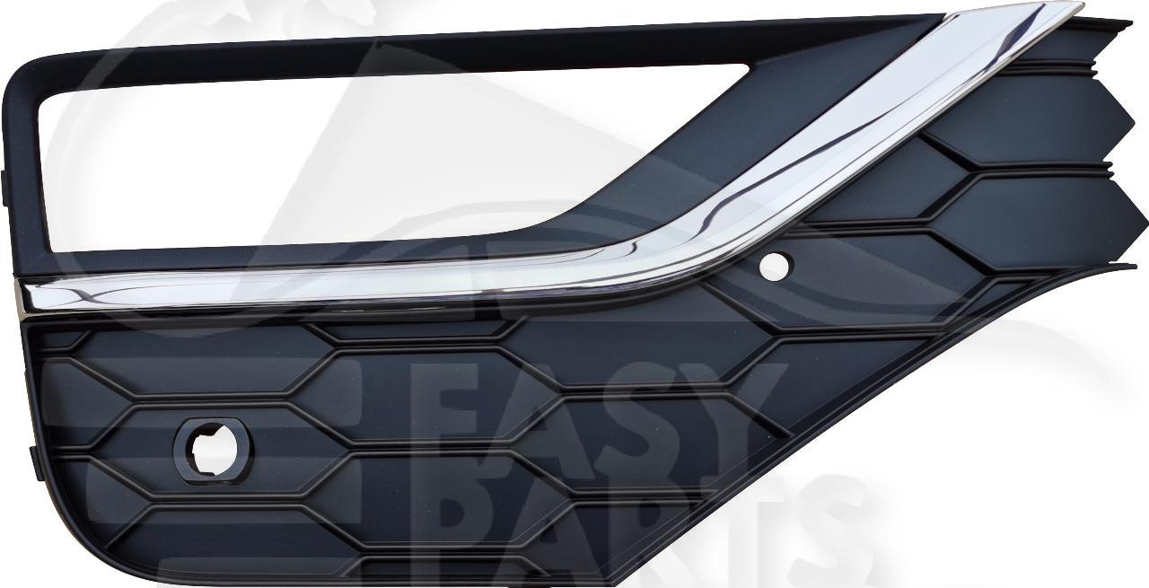 GRILLE DE PC AVD NOIRE A/MOULURE CHROMEE & TROU CAPTEUR Pour VOLKSWAGEN AMAROK - VO012 10/16→