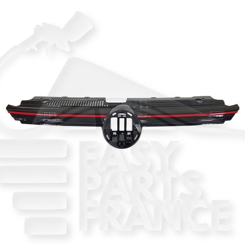 GRILLE DE CALANDRE NOIRE A/MOULURE ROUGE SANS BARRE LUMINEUSE Pour VOLKSWAGEN GOLF 8 GTI - VOP071 02/20→